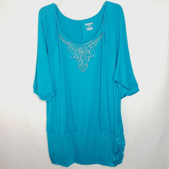 Lane Bryant Top Banded Waist Turquoise Women's Plus Size 22/24 NWOT - Picture 10 of 10
